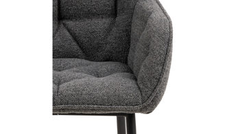 Vierfußstuhl Actona group aus Stoff in Anthrazit Armlehnstuhl Brooke anthrazitfarbener Bezug Monza 130 & schwarzes Metall