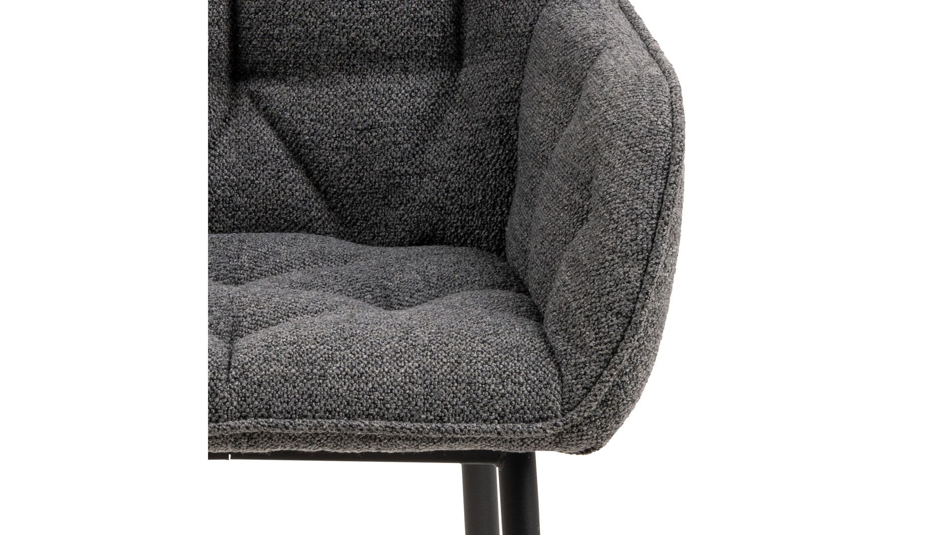 Vierfußstuhl Actona group aus Stoff in Anthrazit Armlehnstuhl Brooke anthrazitfarbener Bezug Monza 130 & schwarzes Metall