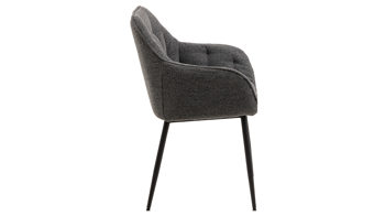 Vierfußstuhl Actona group aus Stoff in Anthrazit Armlehnstuhl Brooke anthrazitfarbener Bezug Monza 130 & schwarzes Metall