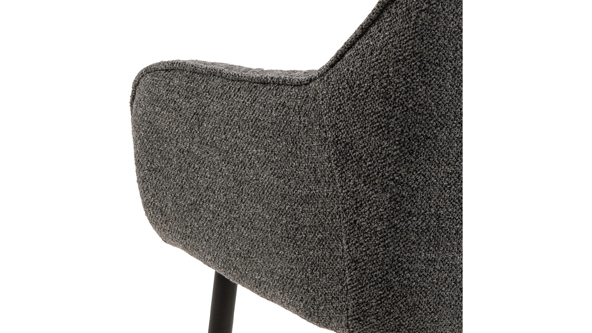 Vierfußstuhl Actona group aus Stoff in Anthrazit Armlehnstuhl Brooke anthrazitfarbener Bezug Monza 130 & schwarzes Metall