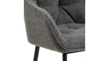 Vierfußstuhl Actona group aus Stoff in Anthrazit Armlehnstuhl Brooke anthrazitfarbener Bezug Monza 130 & schwarzes Metall