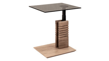 Couchtisch Vierhaus aus Glas in Grau vierhaus Couchtisch 5653-GPA-EBI graues Parsolglas & Wildeiche bianco - ca. 55 x 47 cm