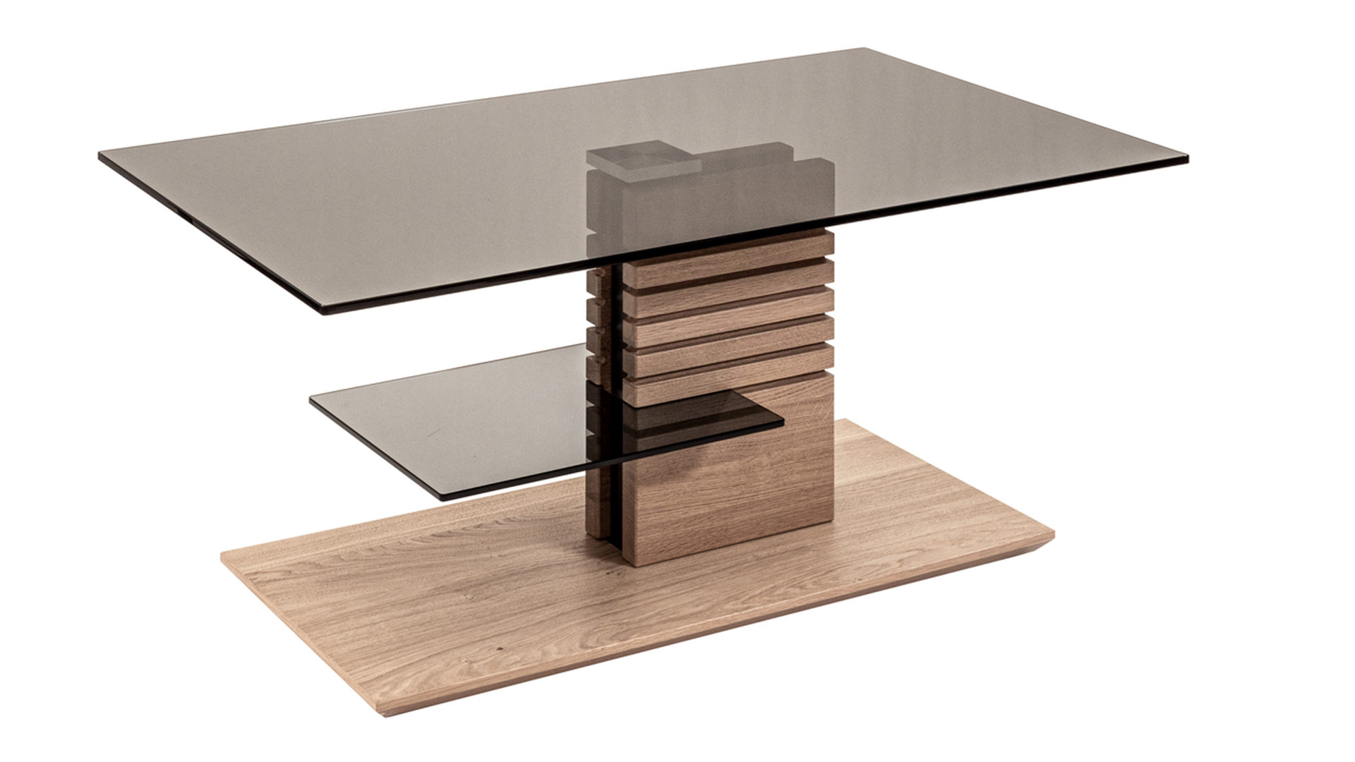 Couchtisch Vierhaus aus Glas in Grau vierhaus Couchtisch 5655-GPA-EBI graues Parsolglas & Wildeiche bianco - ca. 100 x 60 cm