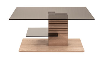 Couchtisch Vierhaus aus Glas in Grau vierhaus Couchtisch 5655-GPA-EBI graues Parsolglas & Wildeiche bianco - ca. 100 x 60 cm