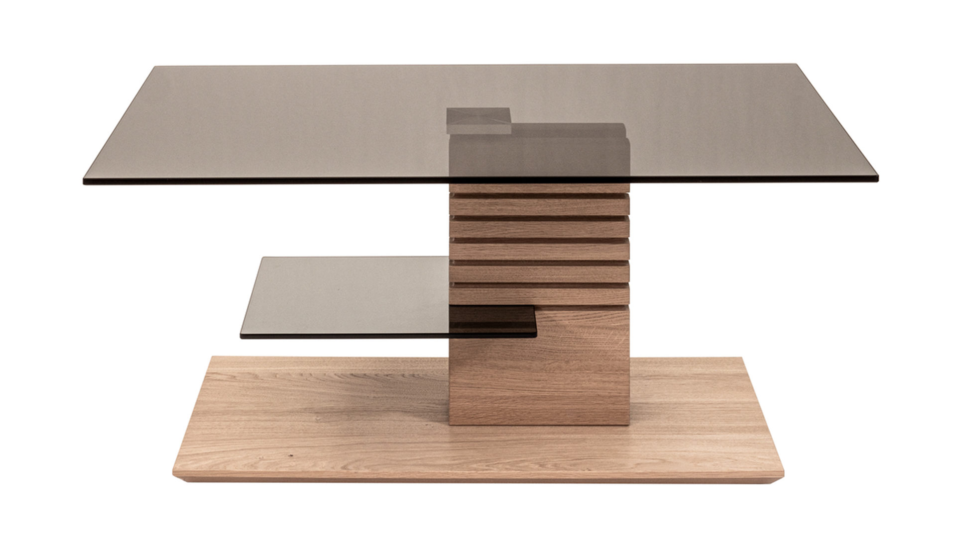 Couchtisch Vierhaus aus Glas in Grau vierhaus Couchtisch 5655-GPA-EBI graues Parsolglas & Wildeiche bianco - ca. 100 x 60 cm