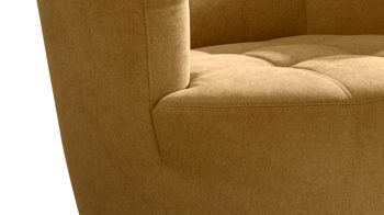 Polstersessel KAWOO aus Stoff in Gelb KAWOO Drehsessel honigfarbener Bezug DPR95 & schwarzer Metallring