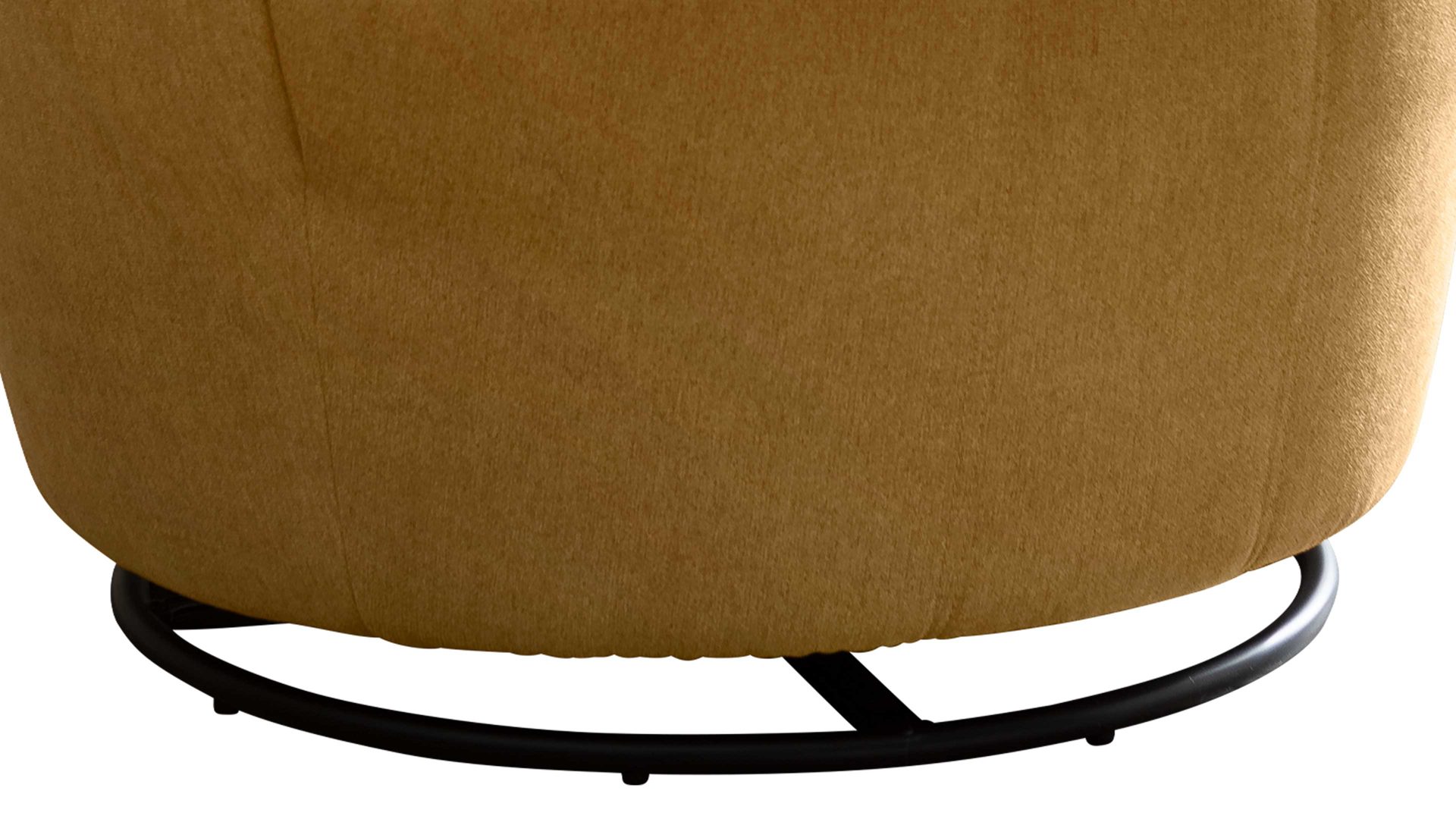 Polstersessel KAWOO aus Stoff in Gelb KAWOO Drehsessel honigfarbener Bezug DPR95 & schwarzer Metallring