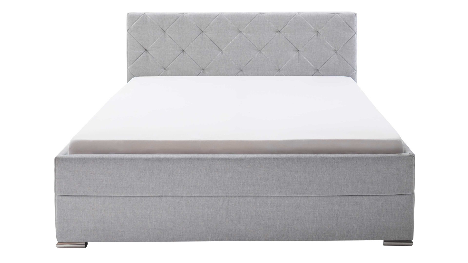 Polsterbett Meise.möbel aus Stoff in Hellgrau Polsterbettgestell Chicago hellgrauer Bezug Porto 31 & Metallfüße - Liegefläche ca. 180 x 200 cm