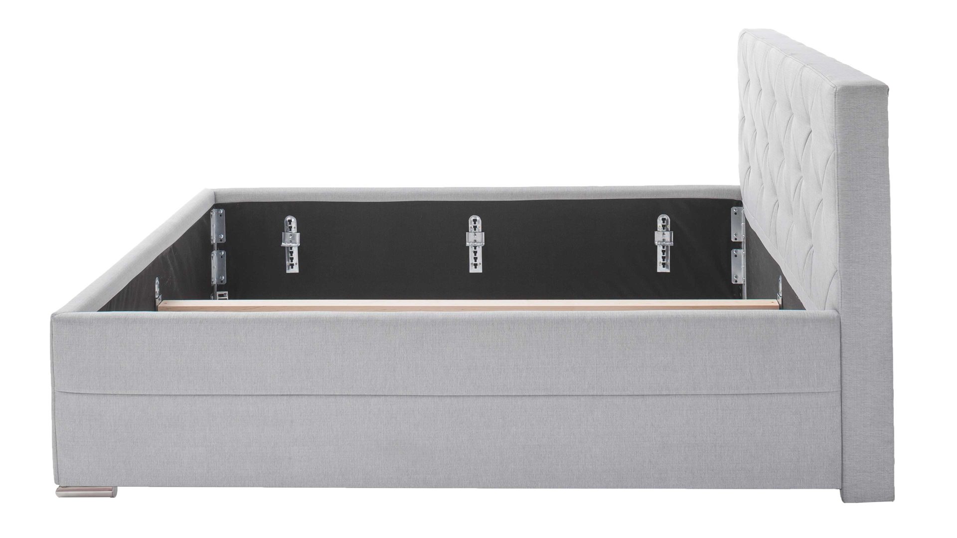 Polsterbett Meise.möbel aus Stoff in Hellgrau Polsterbettgestell Chicago hellgrauer Bezug Porto 31 & Metallfüße - Liegefläche ca. 180 x 200 cm