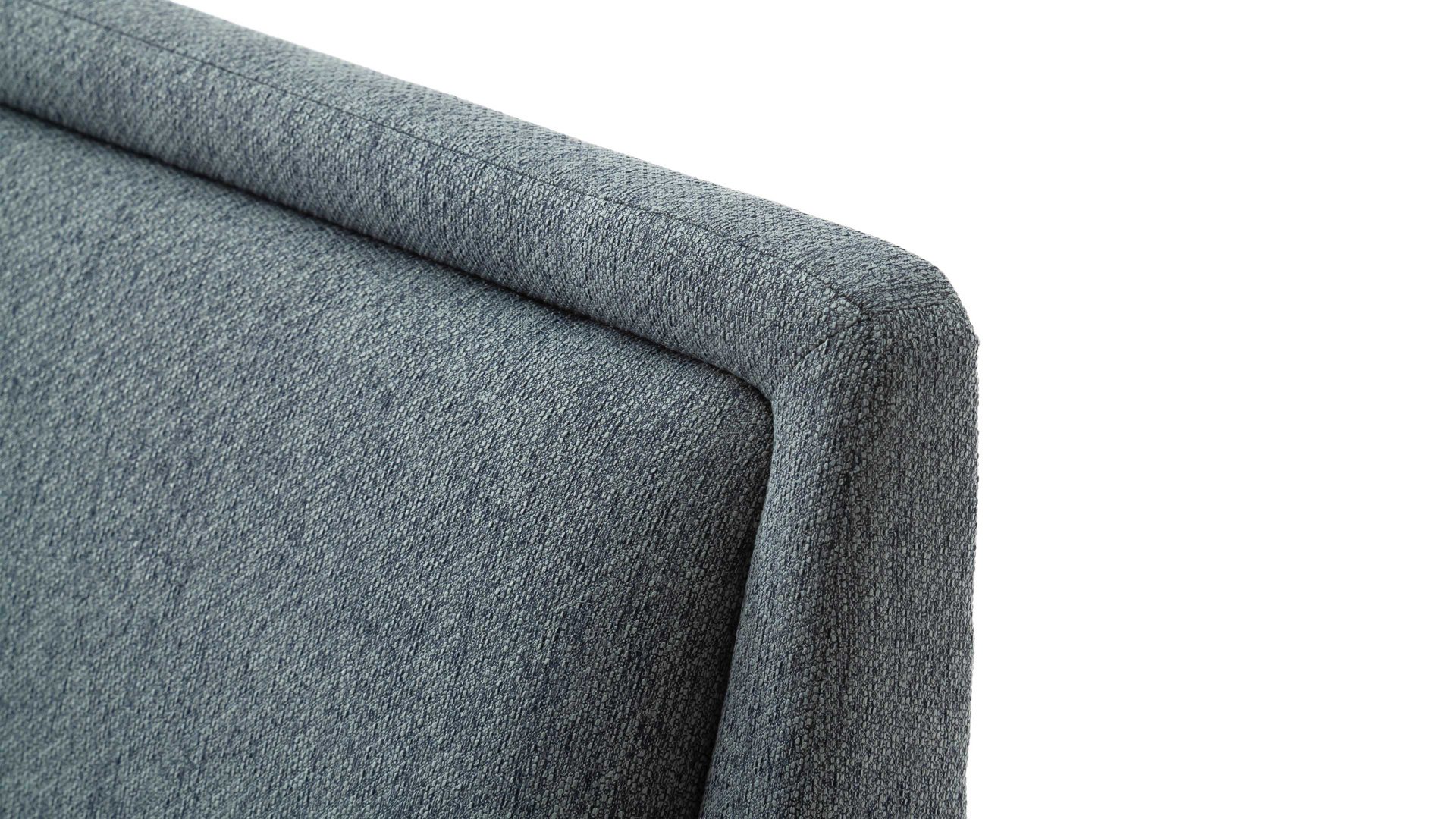 Bettgestell Meise.möbel aus Stoff in Blau Polsterbettgestell Frieda oceanfarbener Bezug Stelar 39 & eichefarbene Holzfüße - Liegefläche ca. 180 x 200 cm