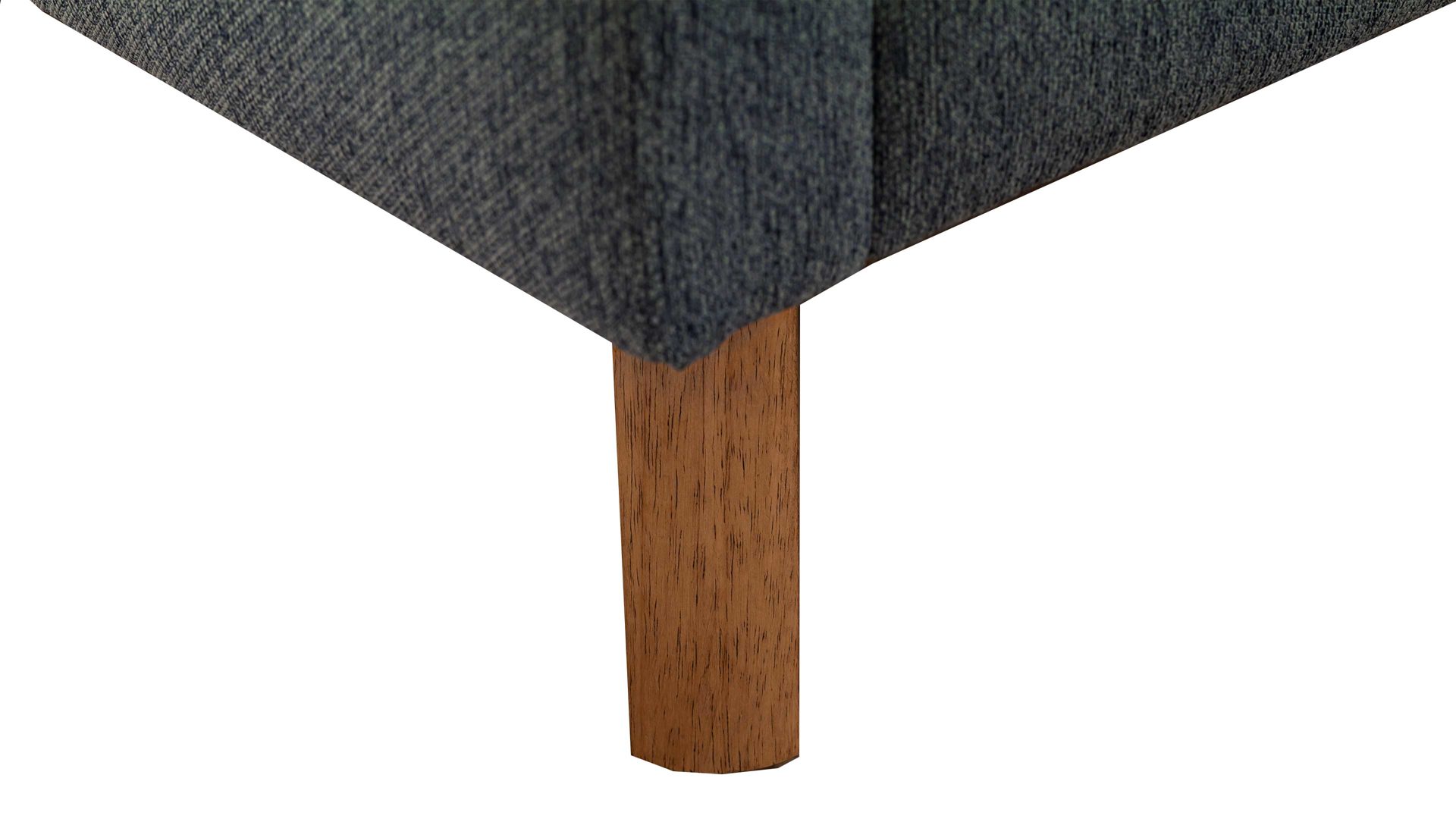 Bettgestell Meise.möbel aus Stoff in Blau Polsterbettgestell Frieda mit Bettkasten oceanfarbener Bezug Stelar 39 & eichefarbene Holzfüße - Liegefläche ca. 180 x 200 cm