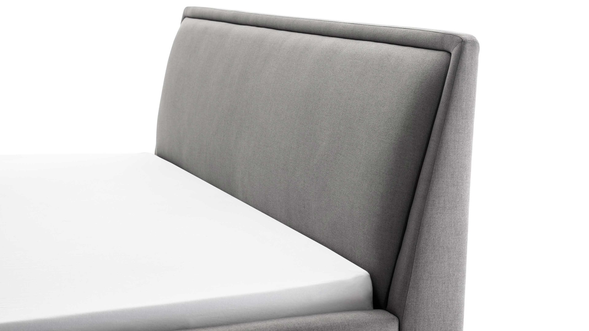 Bettgestell Meise.möbel aus Stoff in Hellgrau Polsterbettgestell Frieda mit Bettkasten hellgrauer Bezug Sawana 21 & eichefarbene Holzfüße - Liegefläche ca. 140 x 200 cm