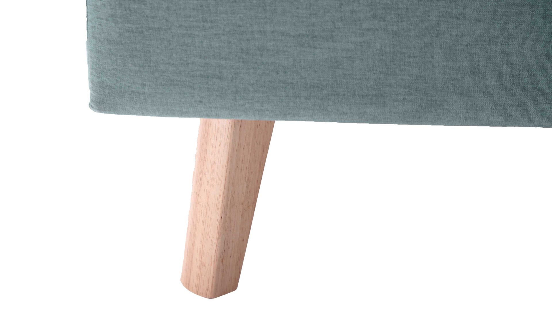 Bettgestell Meise.möbel aus Stoff in Blau Polsterbettgestell Frieda eisblauer Bezug Sawana 72 & eichefarbene Holzfüße - Liegefläche ca. 180 x 200 cm