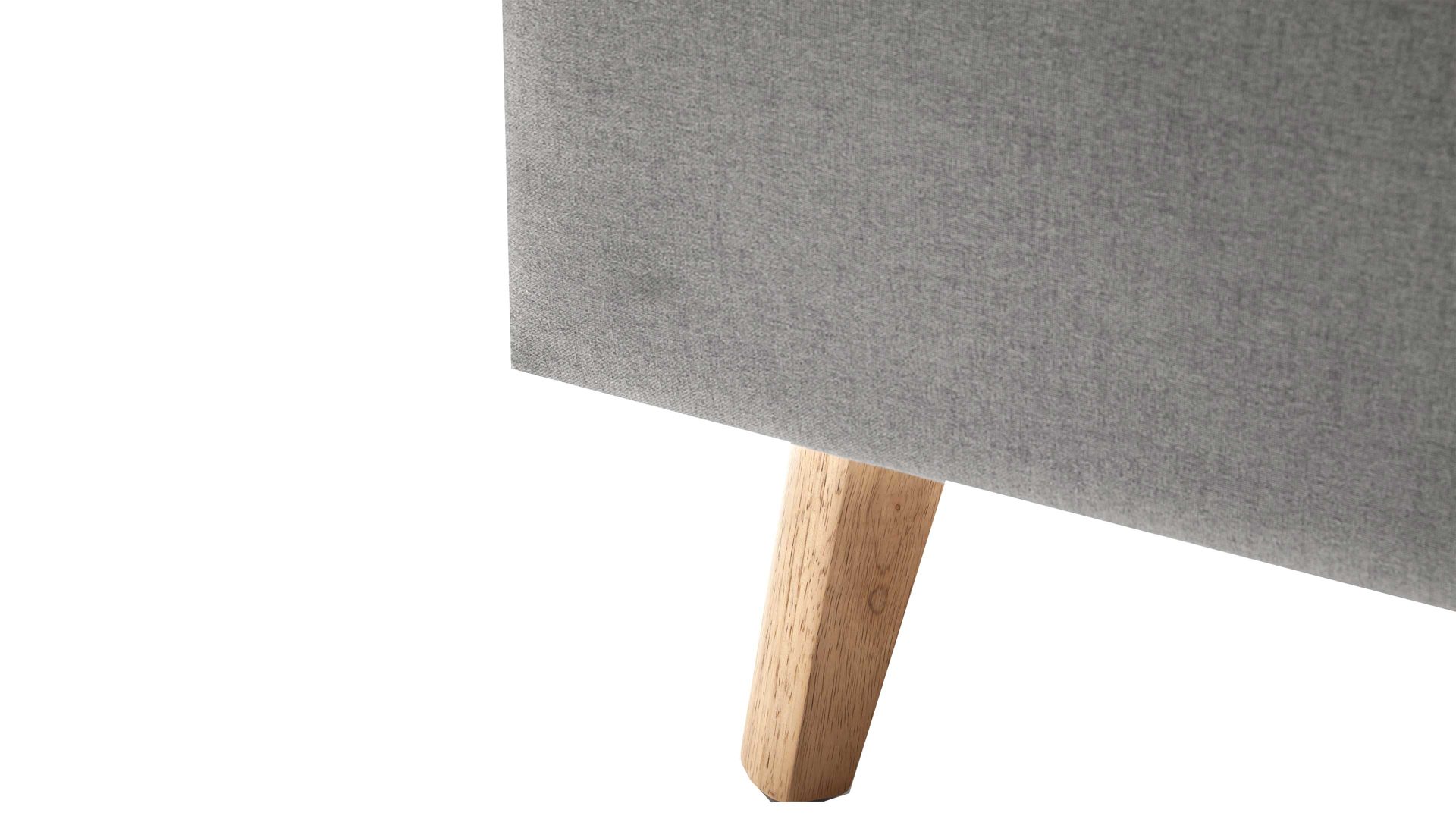 Bettgestell Meise.möbel aus Stoff in Hellgrau Polsterbettgestell Frieda hellgrauer Bezug Sawana 21 & eichefarbene Holzfüße - Liegefläche ca. 140 x 200 cm