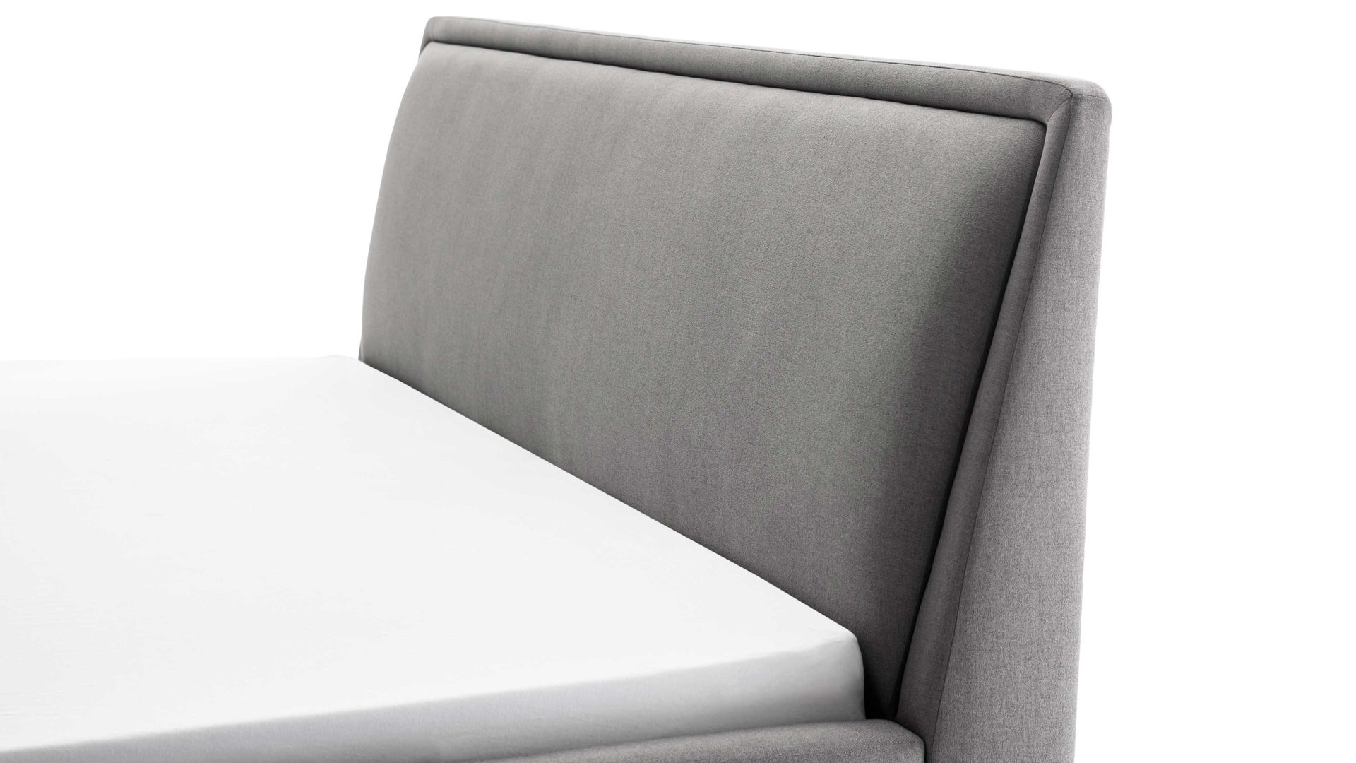 Bettgestell Meise.möbel aus Stoff in Hellgrau Polsterbettgestell Frieda hellgrauer Bezug Sawana 21 & eichefarbene Holzfüße - Liegefläche ca. 140 x 200 cm