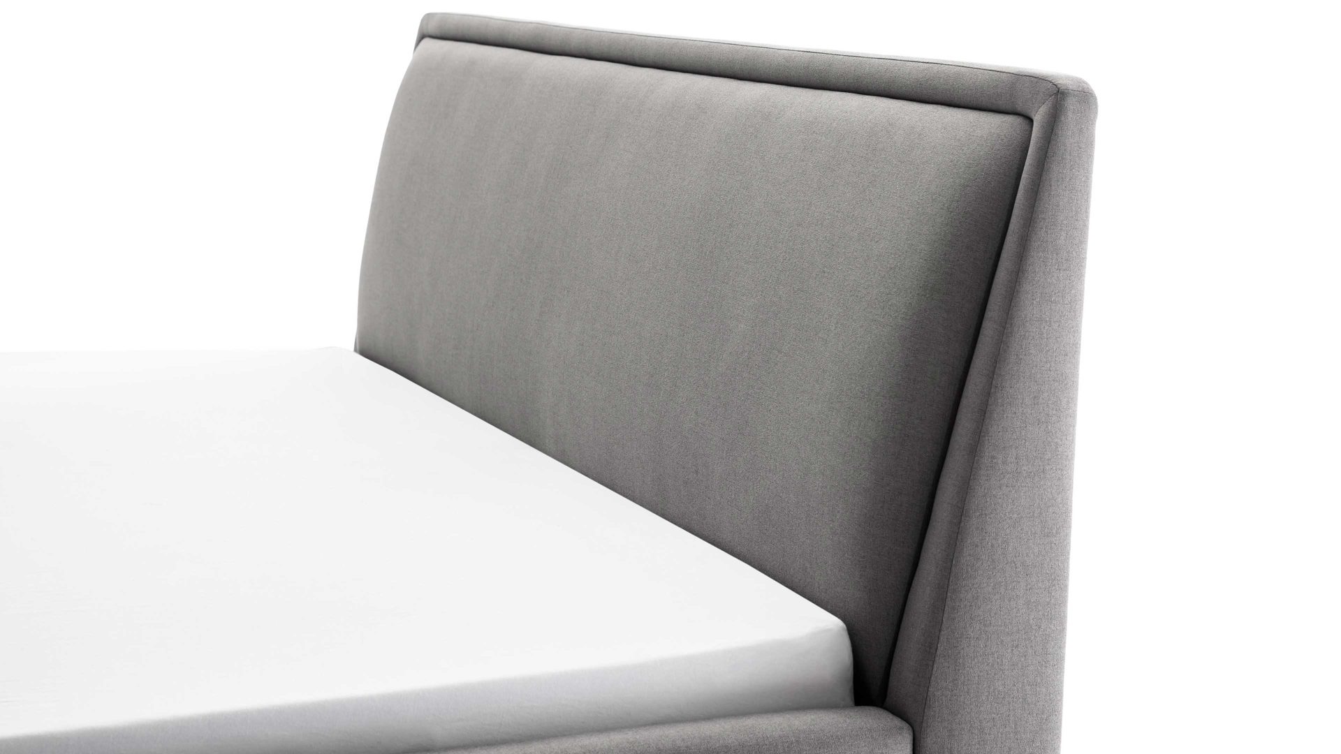 Bettgestell Meise.möbel aus Stoff in Hellgrau Polsterbettgestell Frieda hellgrauer Bezug Sawana 21 & schwarze Holzfüße - Liegefläche ca. 140 x 200 cm