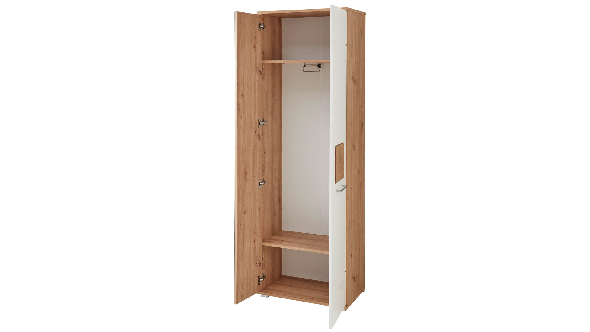Garderobenschrank Innostyle aus Holz in Weiß Garderobenprogramm Fun - Garderobenschrank Weiß & Artisan Eiche, Hirnholz - Höhe ca. 195 cm