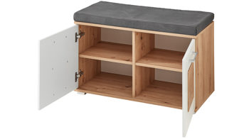 Garderobenbank Innostyle aus Holz in Weiß Garderobenprogramm Fun - Garderobenbank Artisan Eiche - Breite ca. 84 cm
