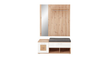 Garderoben-Set Innostyle aus Holz in Weiß Garderobenprogramm Fun - Komplett-Set Weiß & Artisan Eiche, Hirnholz - zweiteilig