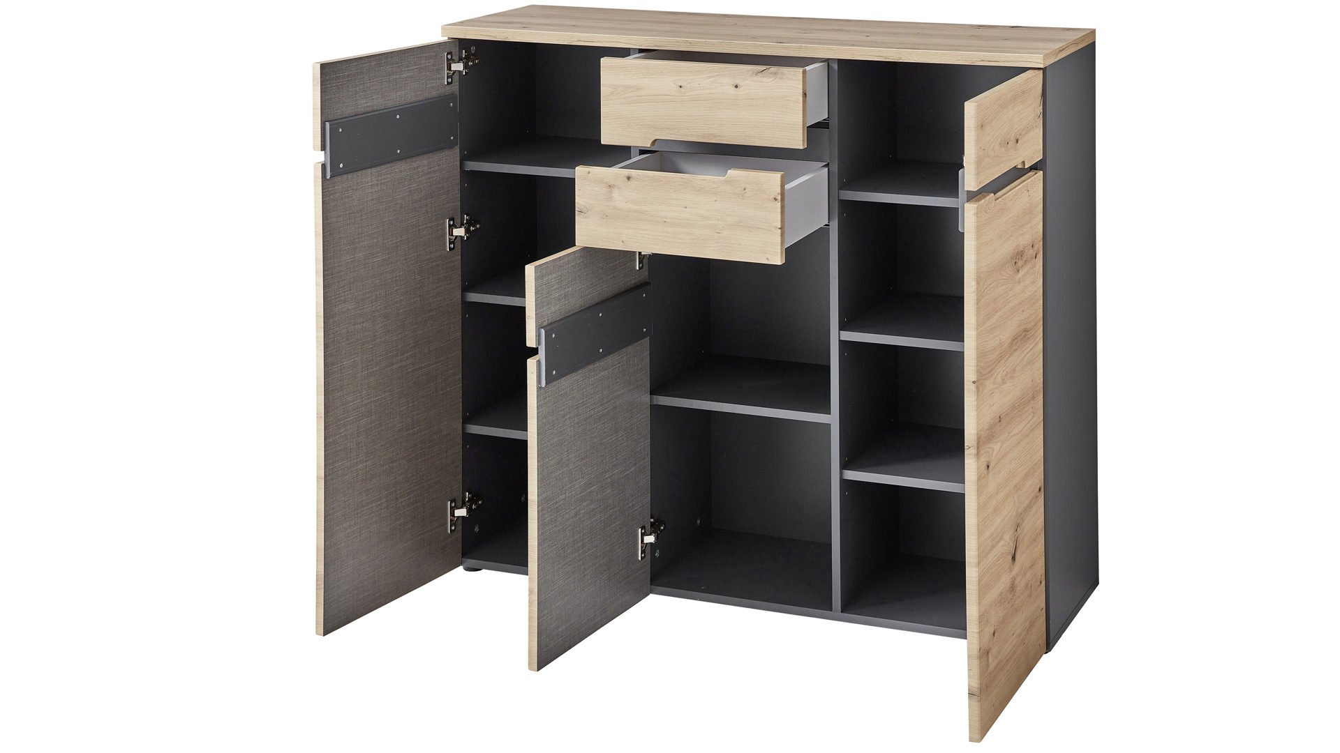 Kommode Innostyle aus Holz in Holzfarben Kommodenserie Memphis Artisan Eiche & Graphit - Breite ca. 120 cm