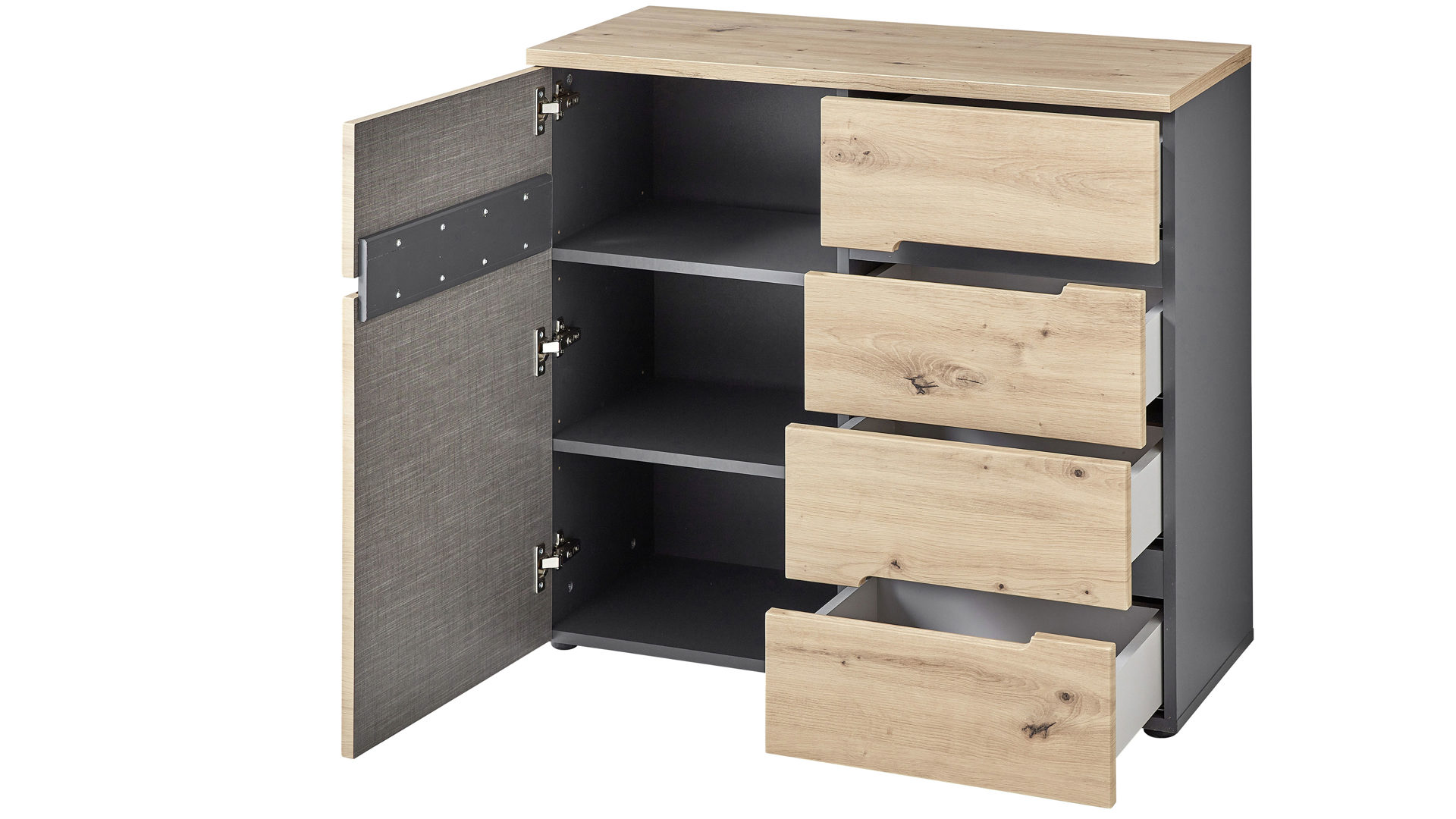 Kommode Innostyle aus Holz in Holzfarben Kommodenserie Memphis Artisan Eiche & Graphit - Breite ca. 90 cm