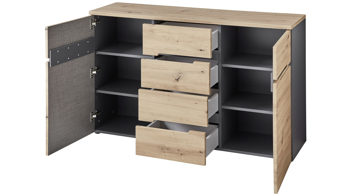 Kommode Innostyle aus Holz in Holzfarben Kommodenserie Memphis Artisan Eiche & Graphit - Breite ca. 135 cm