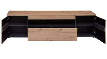 Wohnwand Innostyle aus Holz in Holzfarben Wohnzimmer Serie Memphis - Wohnwand Artisan Eiche & Graphit - dreiteilig
