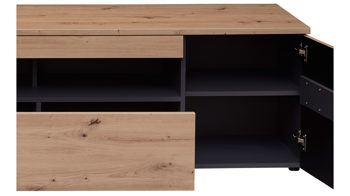 Wohnwand Innostyle aus Holz in Holzfarben Wohnzimmer Serie Memphis - Wohnwand Artisan Eiche & Graphit - dreiteilig