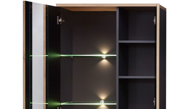 Vitrine Innostyle aus Holz in Holzfarben Wohnzimmer Serie Memphis - Vitrine Artisan Eiche & Graphit - Höhe ca. 197 cm