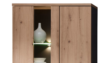 Vitrine Innostyle aus Holz in Holzfarben Wohnzimmer Serie Memphis - Vitrine Artisan Eiche & Graphit - ca. 75 x 197 cm
