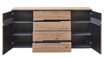 Sideboard Innostyle aus Holz in Holzfarben Wohnzimmer Serie Memphis - Sideboard Artisan Eiche & Graphit - Breite ca. 165 cm