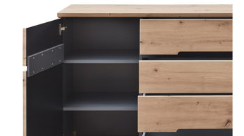 Sideboard Innostyle aus Holz in Holzfarben Wohnzimmer Serie Memphis - Sideboard Artisan Eiche & Graphit - Breite ca. 165 cm