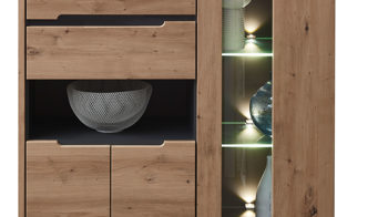 Highboard Innostyle aus Holz in Holzfarben Wohnzimmer Serie Memphis - Highboard Artisan Eiche & Graphit - Höhe ca. 127 cm