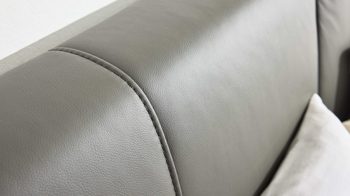 Bettgestell Interliving aus Leder in Grau Interliving Polsterbett Serie 1416 - Polsterbettgestell graues Leder Torro - Liegefläche ca. 180 x 200 cm