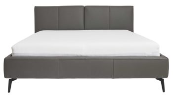 Bettgestell Interliving aus Leder in Grau Interliving Polsterbett Serie 1416 - Polsterbettgestell graues Leder Torro - Liegefläche ca. 180 x 200 cm