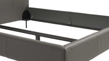 Bettgestell Interliving aus Leder in Grau Interliving Polsterbett Serie 1416 - Polsterbettgestell graues Leder Torro - Liegefläche ca. 180 x 200 cm