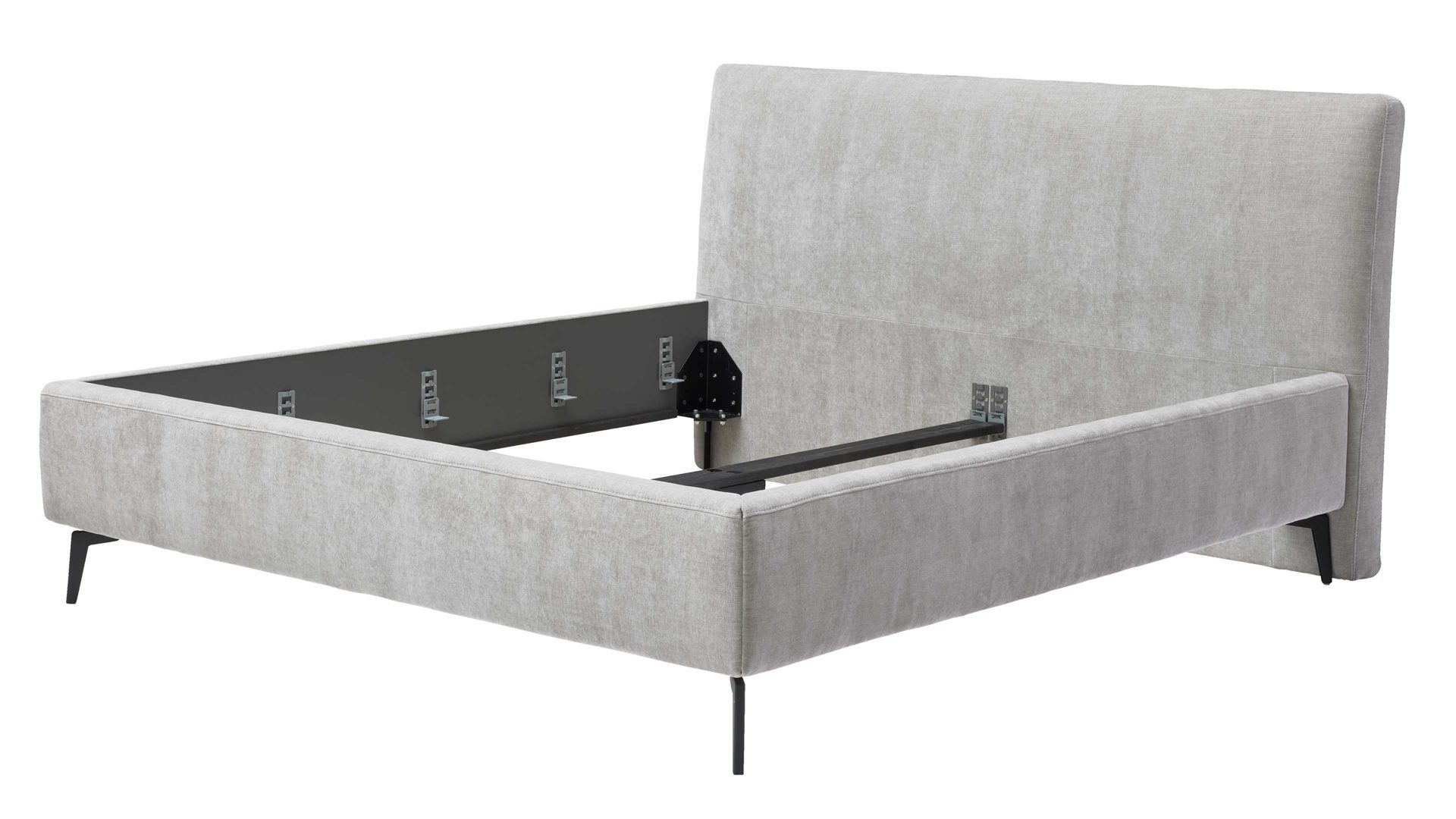 Bettgestell Interliving aus Stoff in Hellgrau Interliving Polsterbett Serie 1416 - Polsterbettgestell silberfarbener Bezug Balu 331002 - Liegefläche ca. 180 x 200 cm