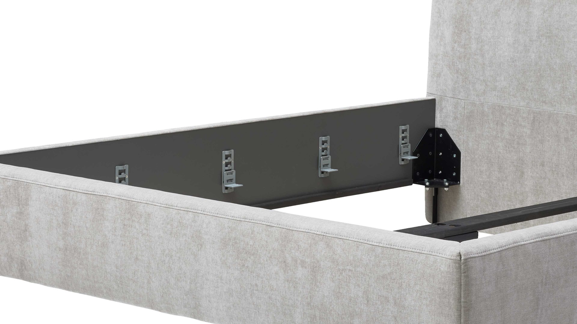 Bettgestell Interliving aus Stoff in Hellgrau Interliving Polsterbett Serie 1416 - Polsterbettgestell silberfarbener Bezug Balu 331002 - Liegefläche ca. 180 x 200 cm