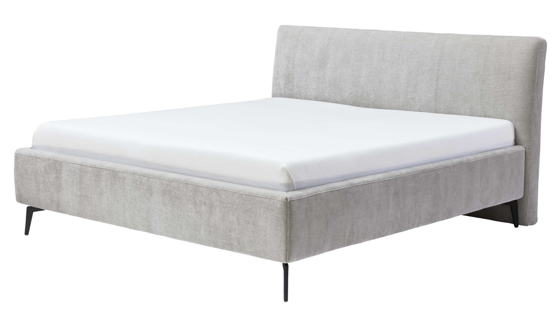 Bettgestell Interliving aus Stoff in Hellgrau Interliving Polsterbett Serie 1416 - Polsterbettgestell silberfarbener Bezug Balu 331002 - Liegefläche ca. 180 x 200 cm