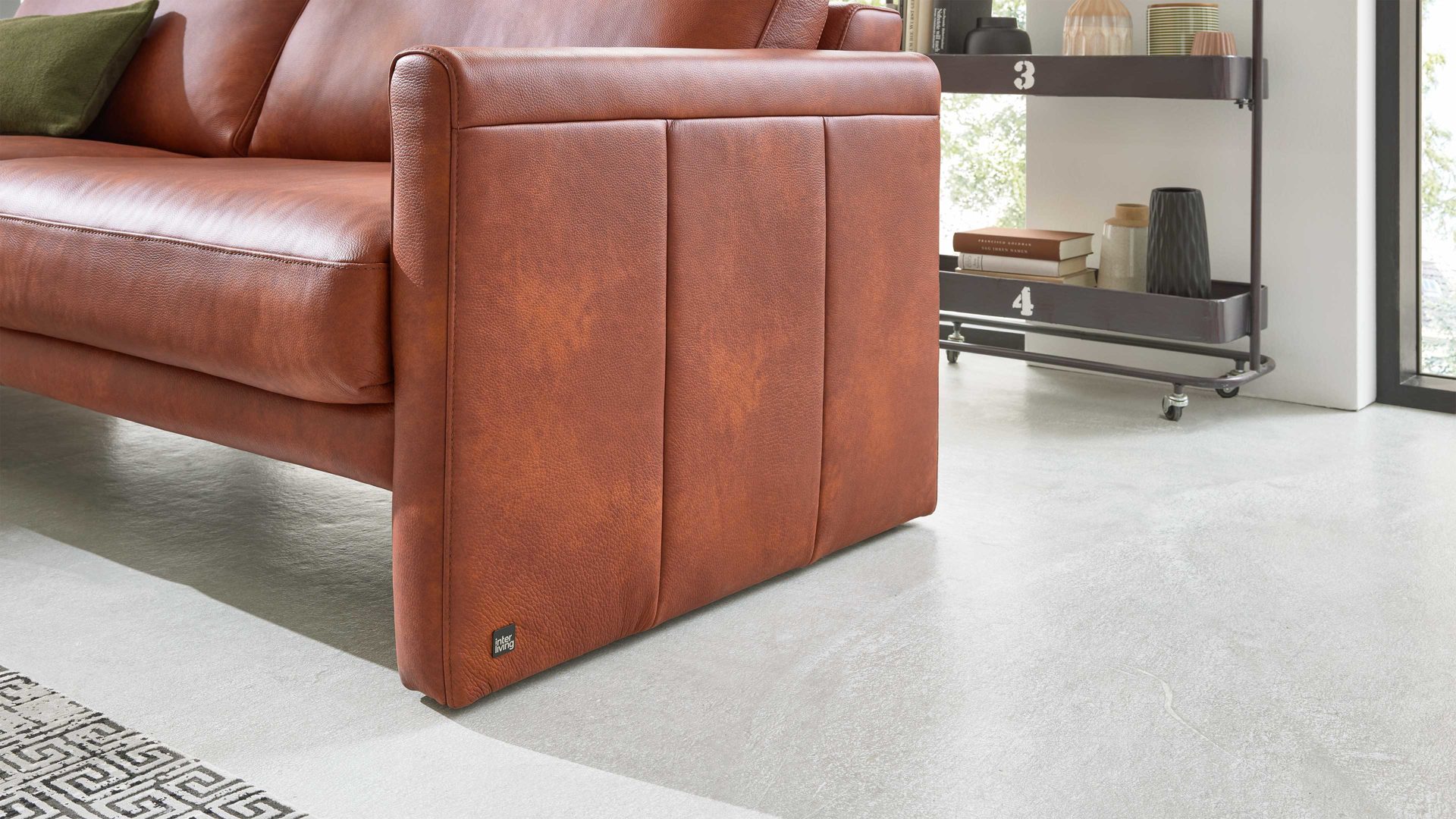 Zweisitzer Interliving aus Leder in Orange Interliving Sofa Serie 4004 - Zweisitzer NH90 cognacfarbenes LongLife-Leder Z75-50 - Länge ca. 200 cm