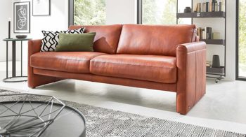 Zweisitzer Interliving aus Leder in Orange Interliving Sofa Serie 4004 - Zweisitzer cognacfarbenes LongLife-Leder Z75-50 - Länge ca. 200 cm