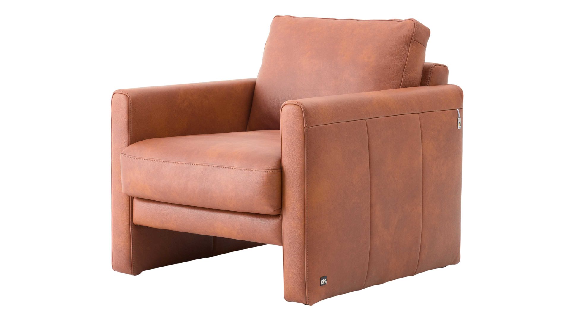 Polstersessel Interliving aus Leder in Orange Interliving Sofa Serie 4004 - Sessel MH60 cognacfarbenes LongLife-Leder Z75-50