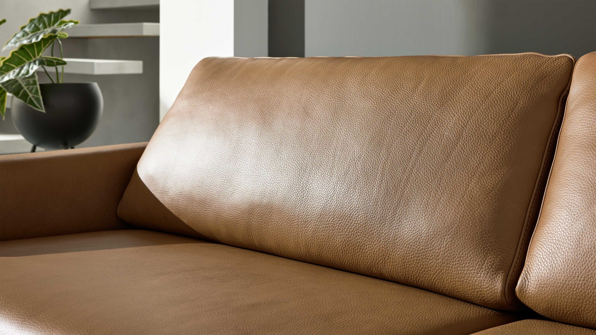 Zweisitzer Interliving aus Leder in Hellbraun Interliving Sofa Serie 4004 - Zweisitzer N100 fangofarbenes LongLife-Leder Z84-21 - Länge ca. 220 cm