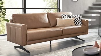 Zweisitzer Interliving aus Leder in Hellbraun Interliving Sofa Serie 4004 - Zweisitzer fangofarbenes LongLife-Leder Z84-21 - Länge ca. 180 cm