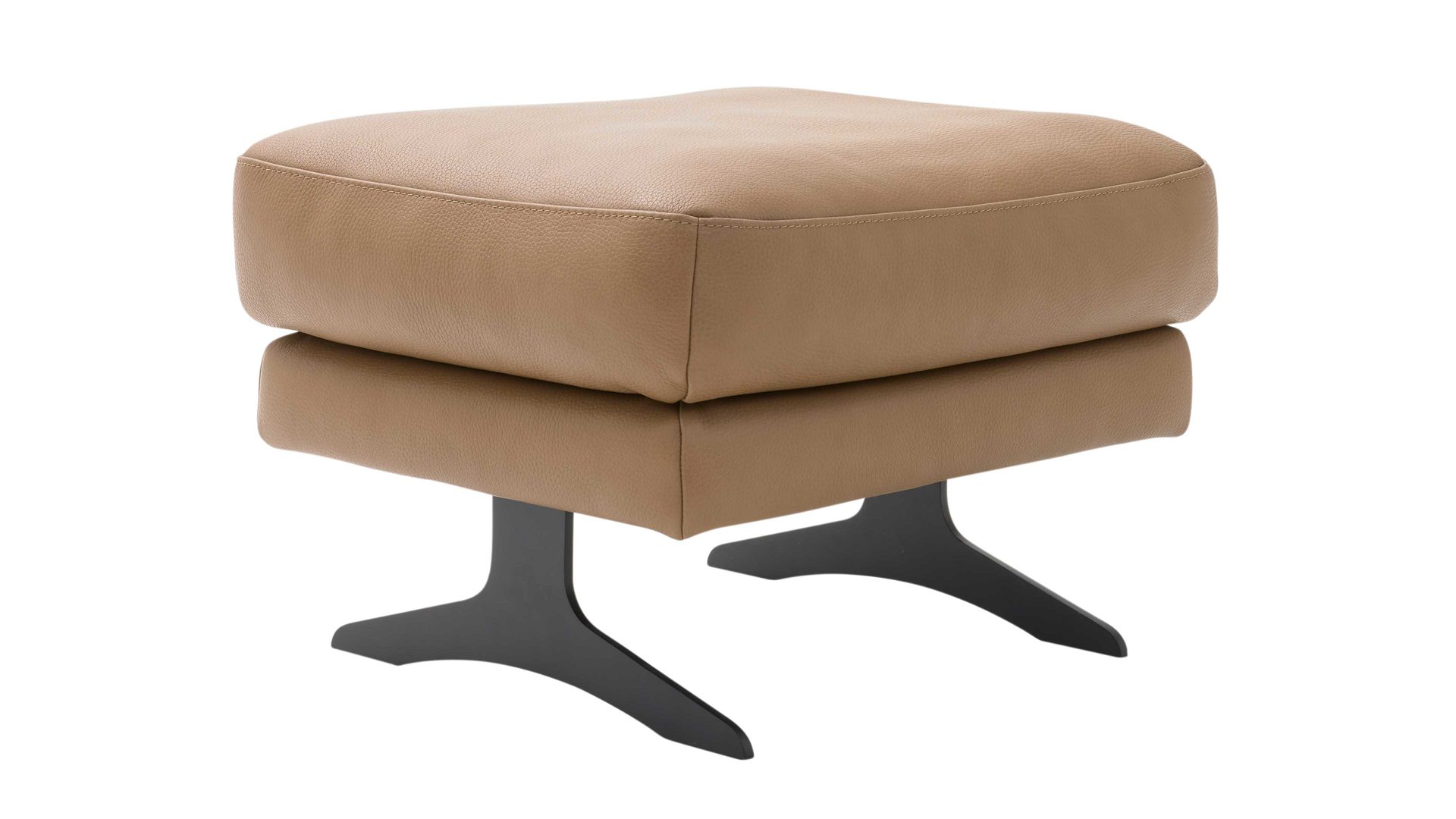 Polsterhocker Interliving aus Leder in Hellbraun Interliving Sofa Serie 4004 - Polsterhocker fangofarbenes LongLife-Leder Z84-21 - ca. 70 x 60 cm