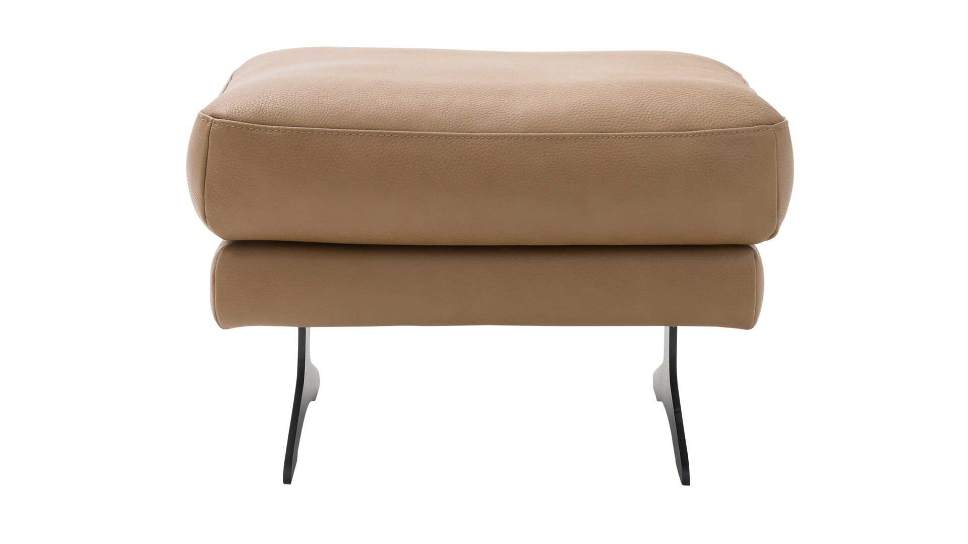 Polsterhocker Interliving aus Leder in Hellbraun Interliving Sofa Serie 4004 - Hocker G70 fangofarbenes LongLife-Leder Z84-21 - ca. 70 x 60 cm