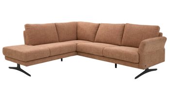 Ecksofa Interliving aus Stoff in Orange Interliving Sofa Serie 4004 - Ecksofa puderfarbene Chenille S43-17 - Stellfläche ca. 211 x 240 cm