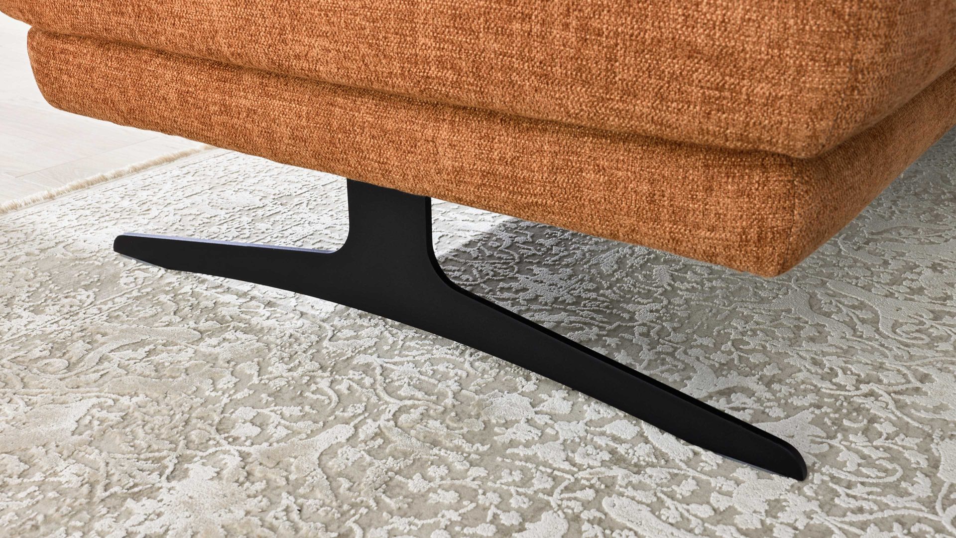 Polsterhocker Interliving aus Stoff in Orange Interliving Sofa Serie 4004 - XXL-Hocker puderfarbene Chenille S43-17 - ca. 140 x 60 cm