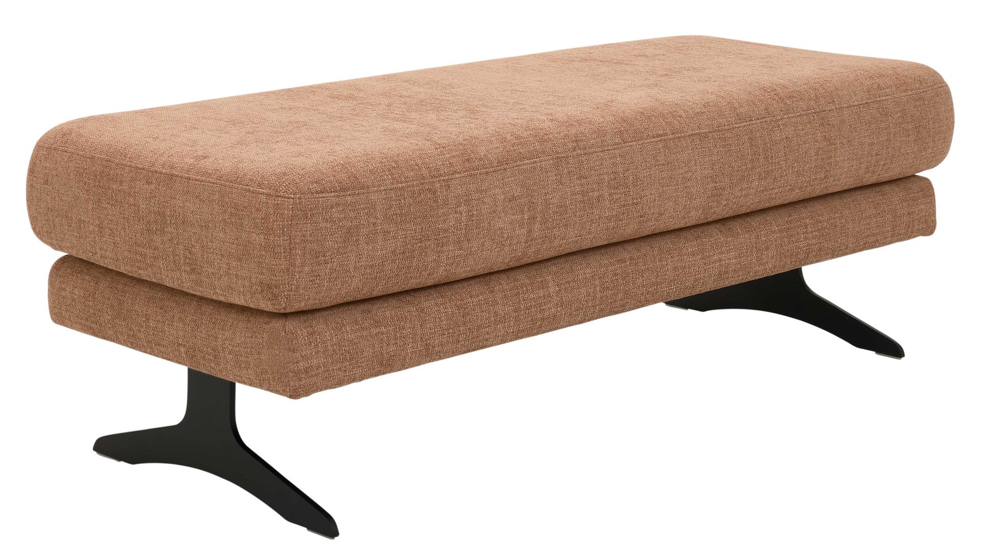 Polsterhocker Interliving aus Stoff in Orange Interliving Sofa Serie 4004 - XXL-Hocker G140 puderfarbene Chenille S43-17 - ca. 140 x 60 cm