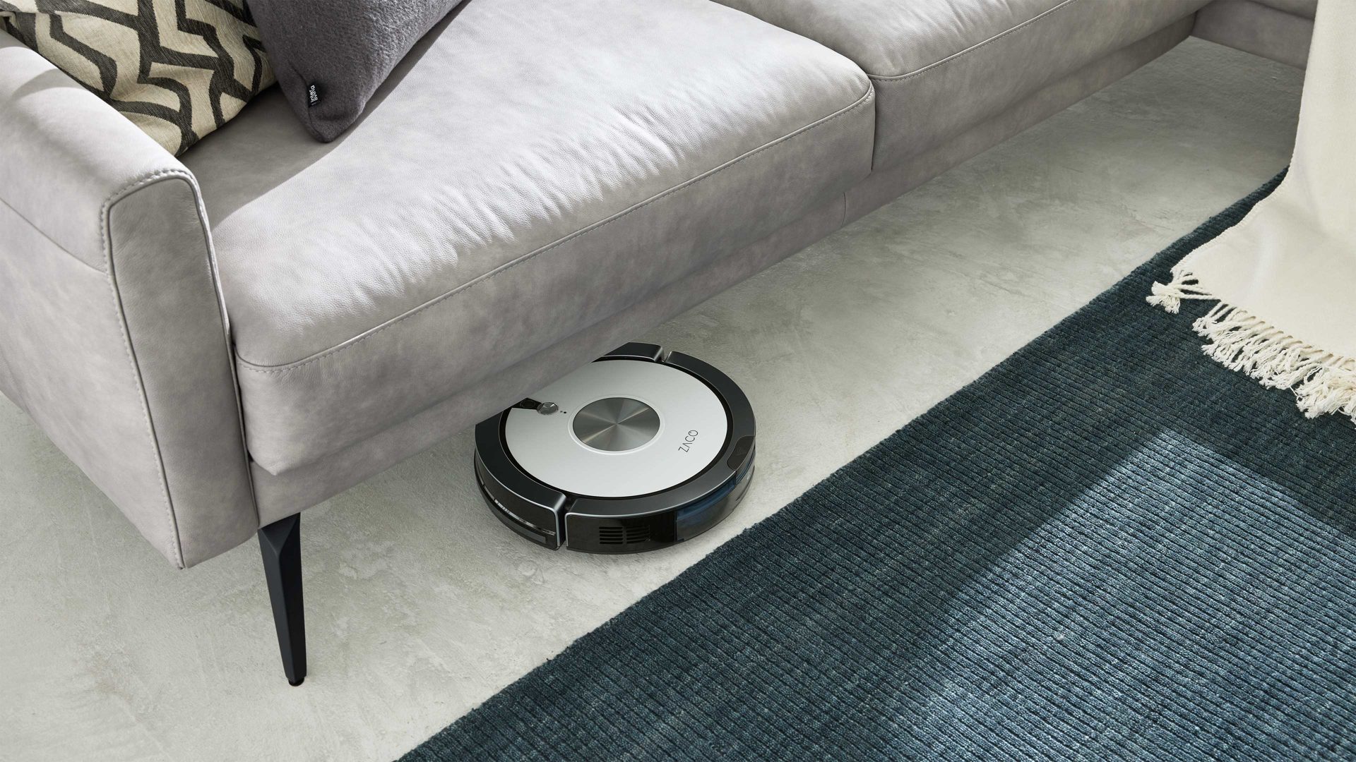 Ecksofa Interliving aus Leder in Hellgrau Interliving Sofa Serie 4004 - Ecksofa hellgraues Longlife-Leder Z69-22 - Stellfläche ca. 276 x 170 cm